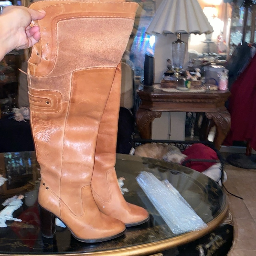 Diesel Style Lab Over The Knee Boots Size 36/6 Brown Leather 3.5 High Heels